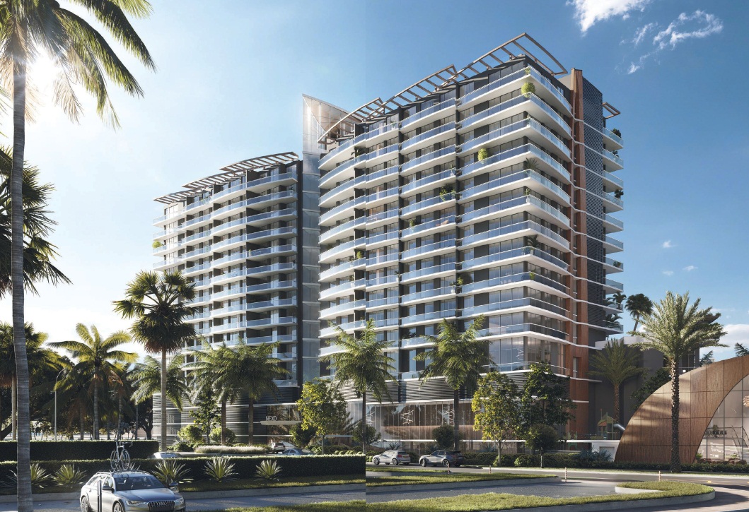 Exterior of Nexo Residences in North Miami Beach PHOTO COURTESY OF FORTUNE INTERNATIONAL GROUP AND BLUE ROAD