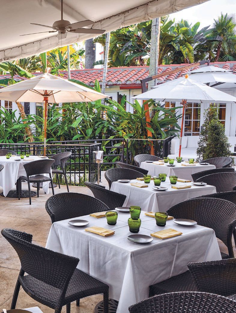 One of Palm Beach’s most popular eateries, the iconic Café Boulud is located at The Brazilian Court and offers chef Daniel Boulud’s traditional French cuisine PHOTO COURTESY OF THE BRAZILIAN COURT