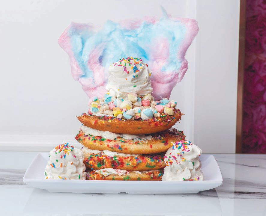 The celebration pancake from Sugar Factory is just one of its many delicious treats. PHOTO COURTESY OF SUGAR FACTORY