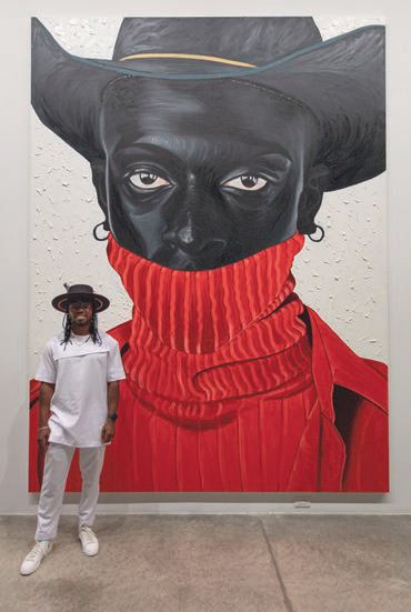 Quaicoe at the Rubell Museum in front of “David Theodore” (2021) PHOTO COURTESY OF RUBELL MUSEUM AND THE ARTISTS
