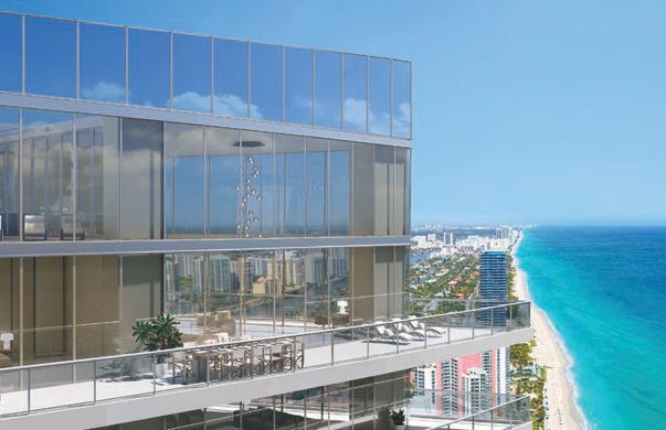The penthouse’s vast terrace offers optimal views of the ocean PHOTO COURTESY OF THE DEVELOPMENTS