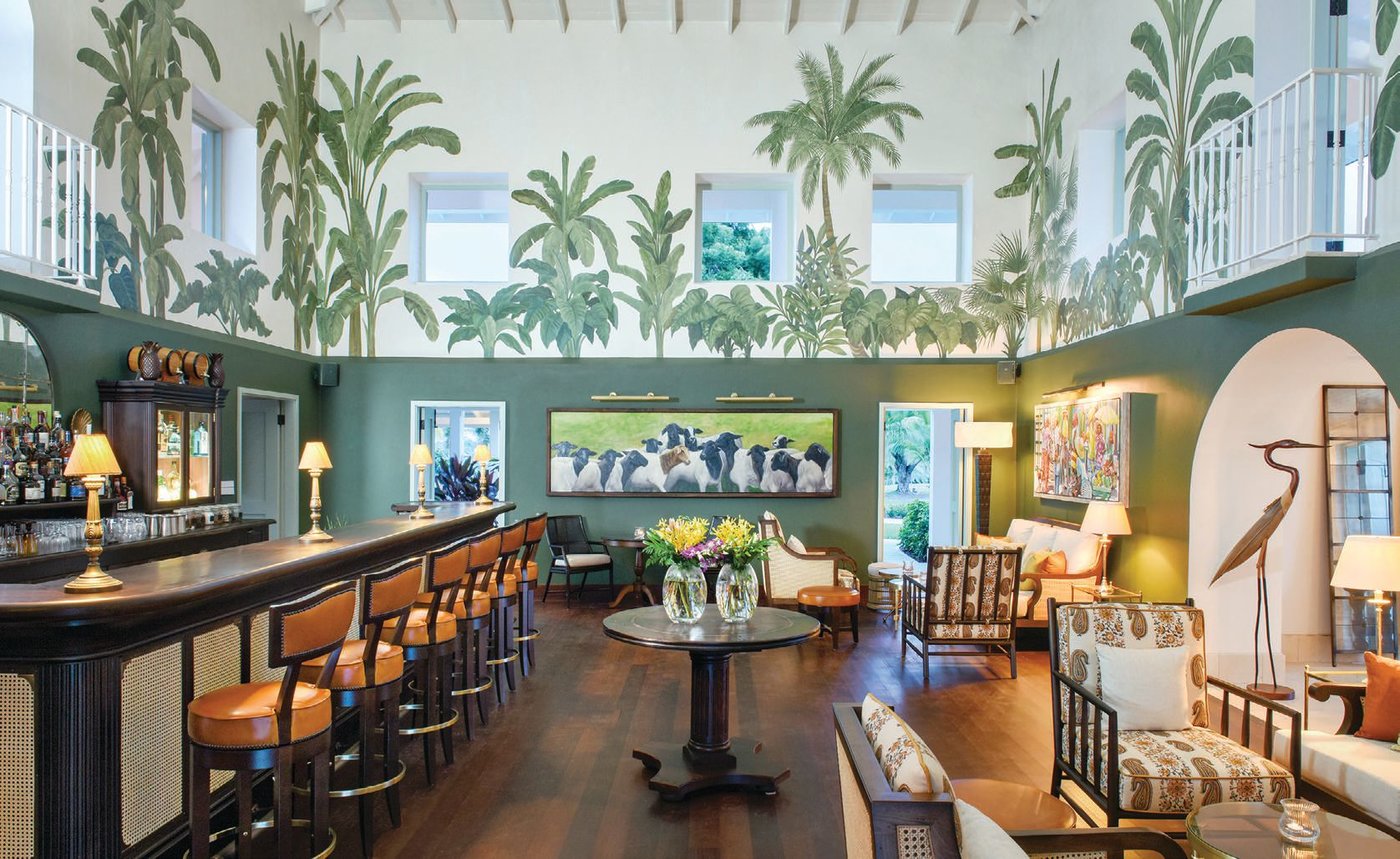The Estate House’s recently renovated bar area COURTESY OF JUMBY BAY