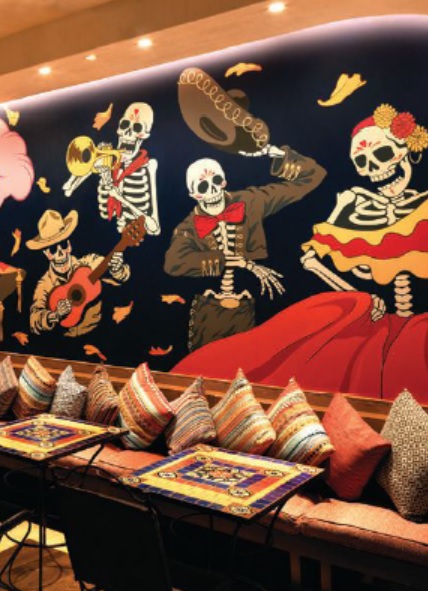 Casa Calavera, an indoor-outdoor Día de los Muertos-inspired restaurant by Hakkasan Group, features cantina cuisine and plenty of tequila-driven cocktails. PHOTO COURTESY OF VIRGIN HOTELS LAS VEGAS