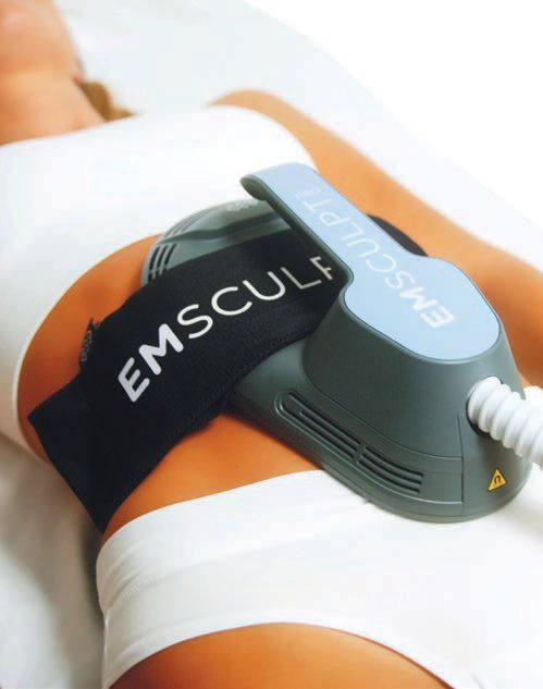 A patient undergoing the EmSculpt Neo body-shaping treatment  PHOTO COURTESY OF PRIVÉE CLINIC & DEL CAMPO DERMATOLOGY & LASER INSTITUTE