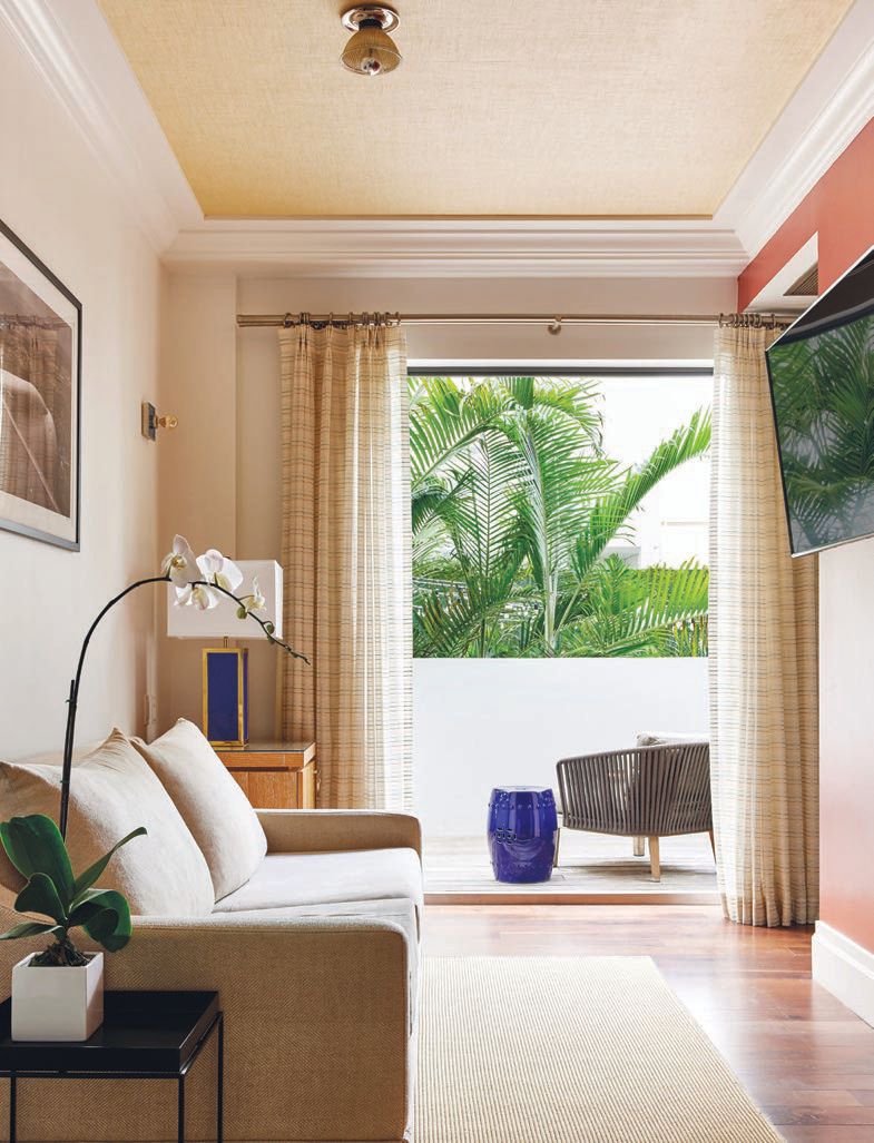 A living area in one of The Betsy’s renovated guest rooms THE BETSY SOUTH BEACH PHOTO BY READ MCKENDREE