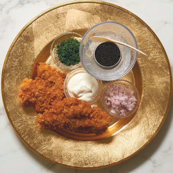 Fried chicken and caviar from Mimi’s PHOTO: BY RUBEN CABRERA