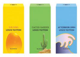 Louis Vuitton Sun Song, Cactus Garden and Afternoon Swim fragrances PHOTO COURTESY OF LOUIS VUITT ON