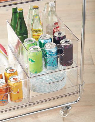 Clear rolling cart PHOTO COURTESY OF THE CONTAINER STORE