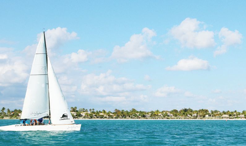 A scene from Jumby Bay’s Sailing Academy, which welcomes both beginners and experts  COURTESY OF JUMBY BAY